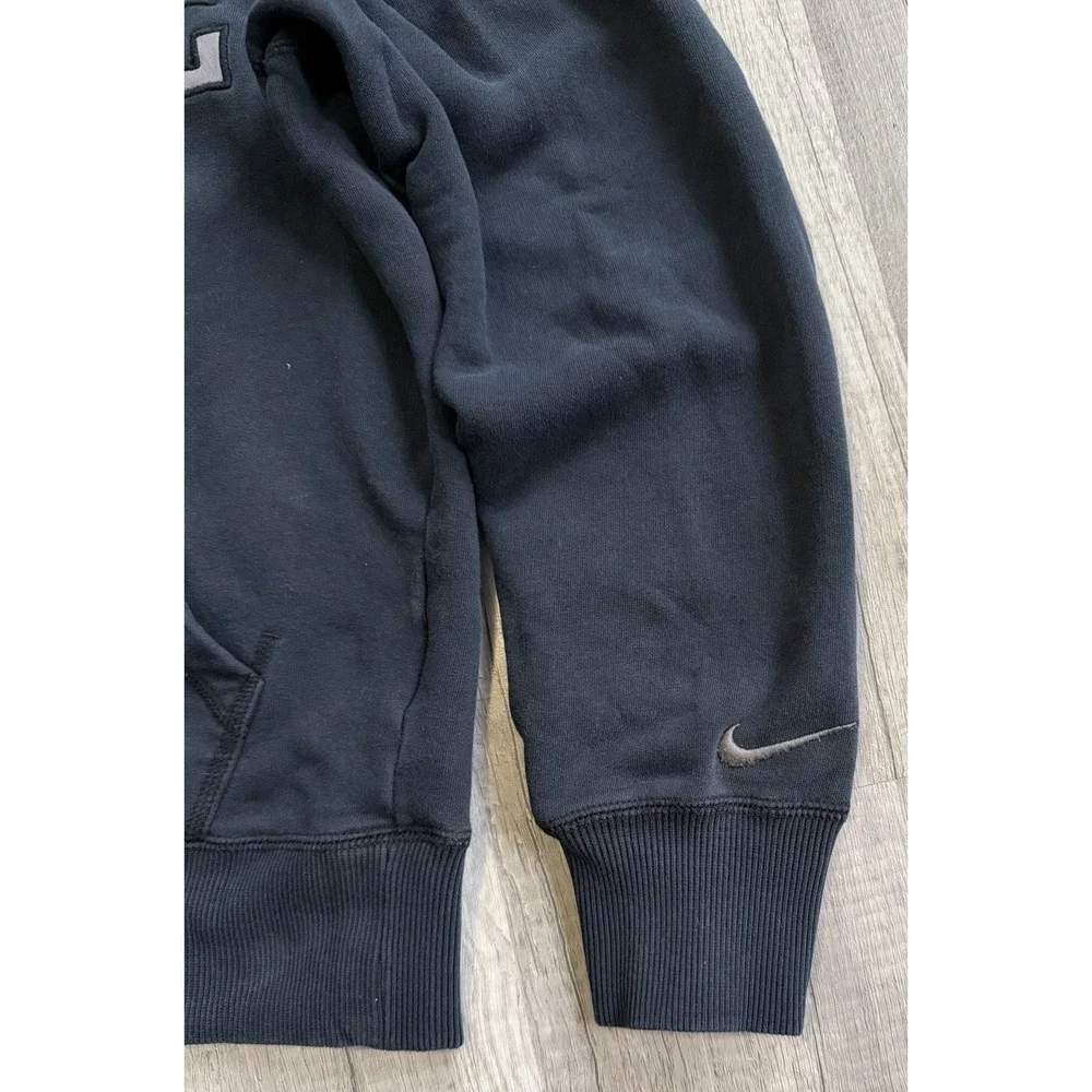 Nike Hoodie Mens Medium Black Full Zip Sweatshirt Logo 446576 Fleece Lined Y2k